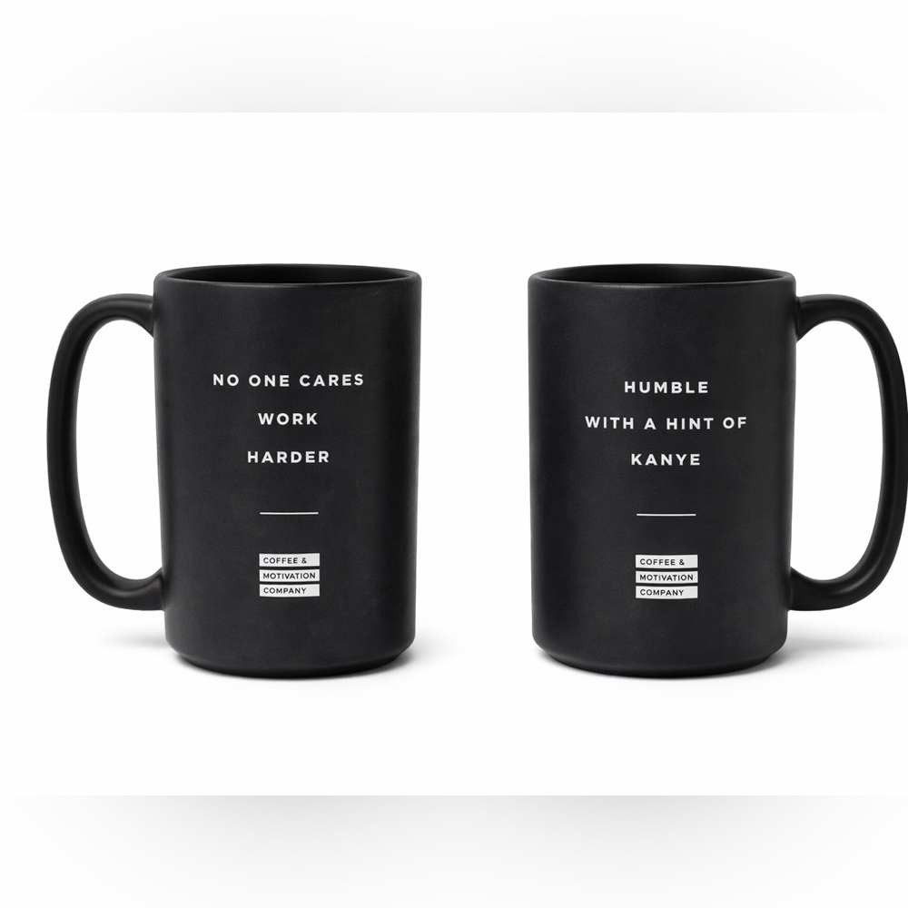Black Motivational Coffee Mug Set